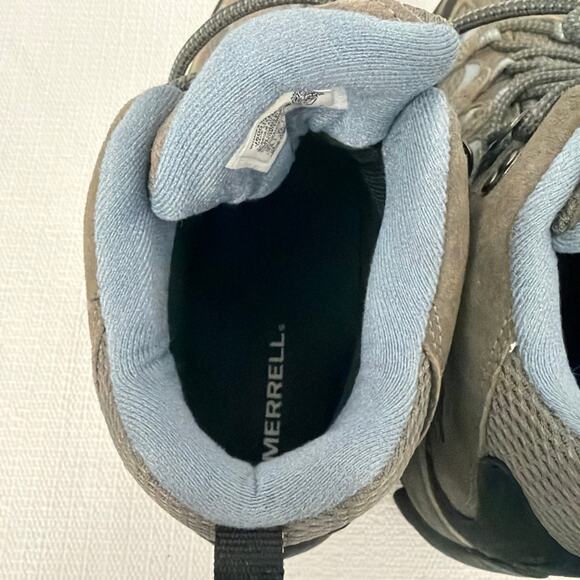 Merrell Moab 3 Mid Boots Womens 10 Wide Vibram Waterproof Hiking Gray Blue - Picture 6 of 11